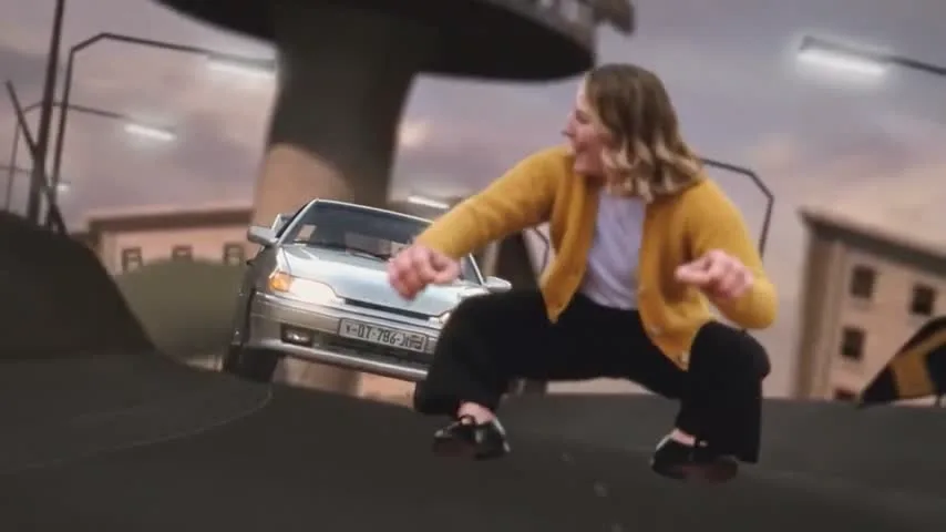 Cardigan rider in the Crazy Frog AI meme