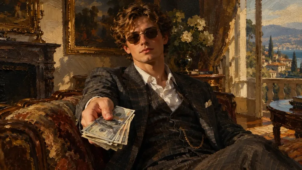 Oil painting in the Money Flex meme