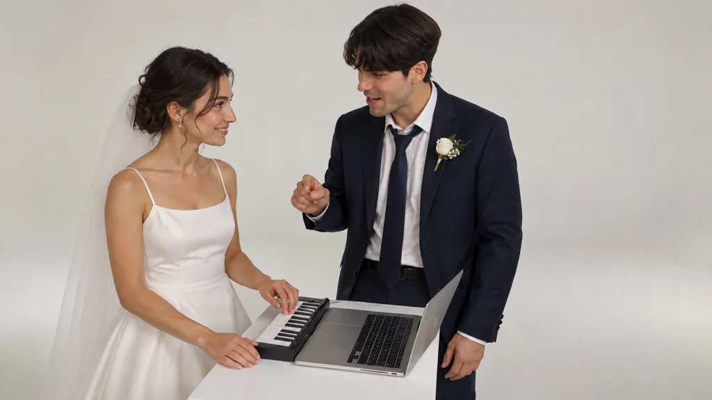 Newlyweds at one keyboard in the Alors on Danse AI meme