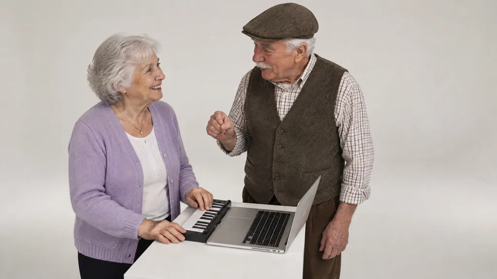 Grandparents at one keyboard in the Alors on Danse AI meme